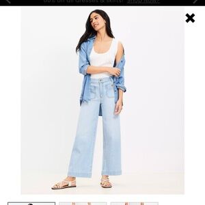 Ann Taylor LOFT Palmer Wide Leg Crop Jeans, Light Vintage Indigo Wash, Size 14